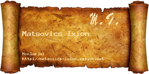 Matsovics Ixion névjegykártya